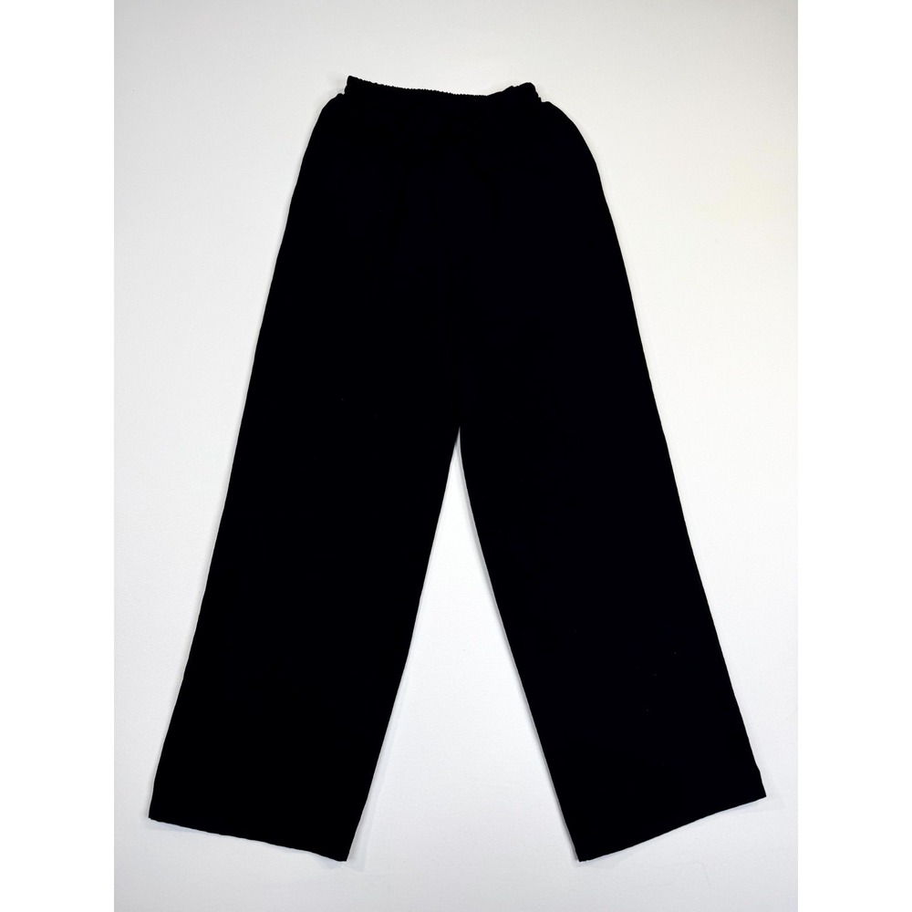 Zara Paperbag Pants Womens Medium Black‎ Casual Elastic Waist Tie Front Wide Leg